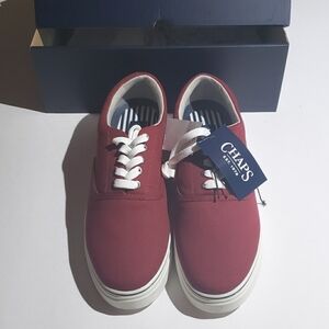 NEW! Chaps canvas sneakers, men's 12, red and white.